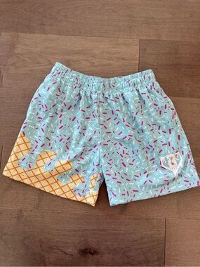 Kids' Light Blue Ice Cream Print Swim Shorts with Sprinkles